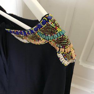 Alberto Makali Beaded Cape with Fringe